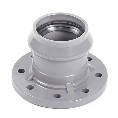 Патрубок НПВХ раструб Dn 90 с метал. фланцем Ду 80 ХЕМКОР