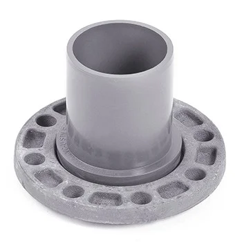 Патрубок гладкий НПВХ Dn 90 с металл. фланцем Ду 80 ХЕМКОР