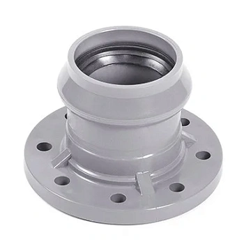 Патрубок НПВХ раструб Dn 90 с метал. фланцем Ду 80 ХЕМКОР